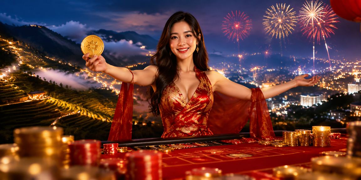 Không khí lễ hội baccarat sôi động tại Sapa với ánh đèn rực rỡ và bàn chơi truyền thống